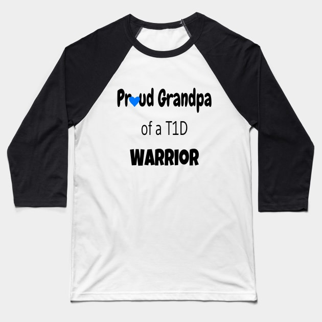 Proud Grandpa Black Text Blue Heart Baseball T-Shirt by CatGirl101